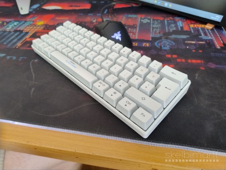 DELTACO GAMING Klavitūra, 60% dydis, balta, mechaninė, RGB.