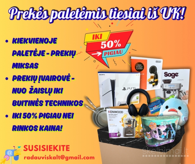 Prekės paletėmis tiesiai iš UK