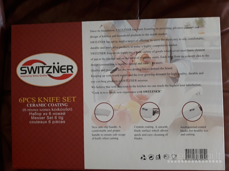 Parduodu naują, šveicariško kokybės, 6 virtuvinių peilių rinkinį.