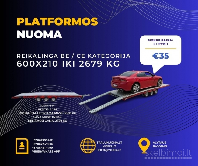 6 metrų traliukas nuomai! Lengva valdyti su BE 