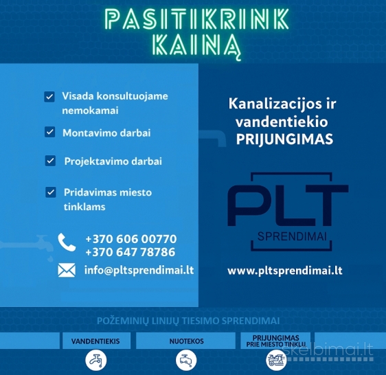 Kanalizacijos, vandentiekio Prijungimas prie miesto