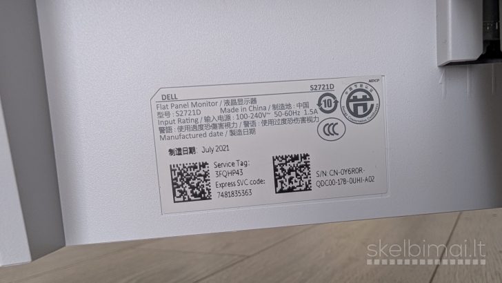 Dell S2721d 27" Ips Monitorius Hdmi / Displayport
