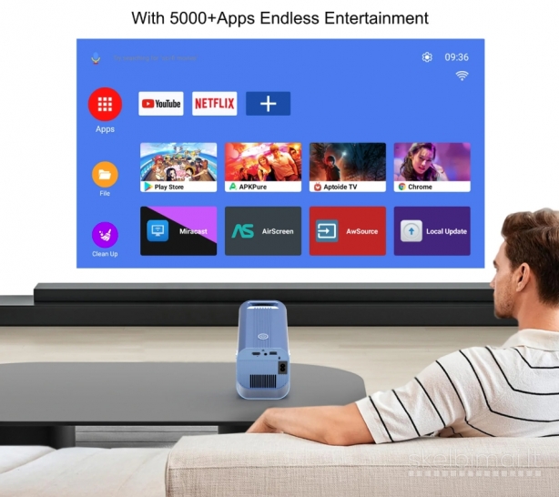 4K ULTRA MAX PROJEKTORIUS+TV-IMTUVAS+VIRŠ 2000 GOOGLE TV KANALŲ NEMOKAMAI!