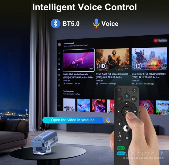 4K ULTRA MAX PROJEKTORIUS+TV-IMTUVAS+VIRŠ 2000 GOOGLE TV KANALŲ NEMOKAMAI!