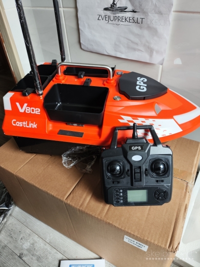 Naujas Flytec V802 pašaro jauko gabenimo laivelis su GPS 