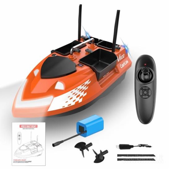 Naujas Flytec V802 pašaro jauko gabenimo laivelis su GPS 
