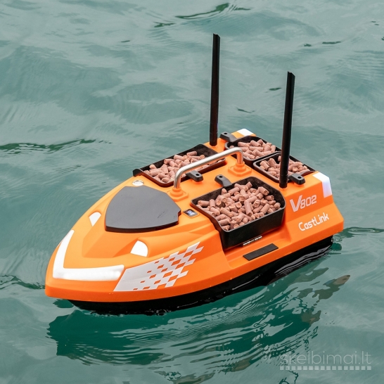 Naujas Flytec V802 pašaro jauko gabenimo laivelis su GPS 