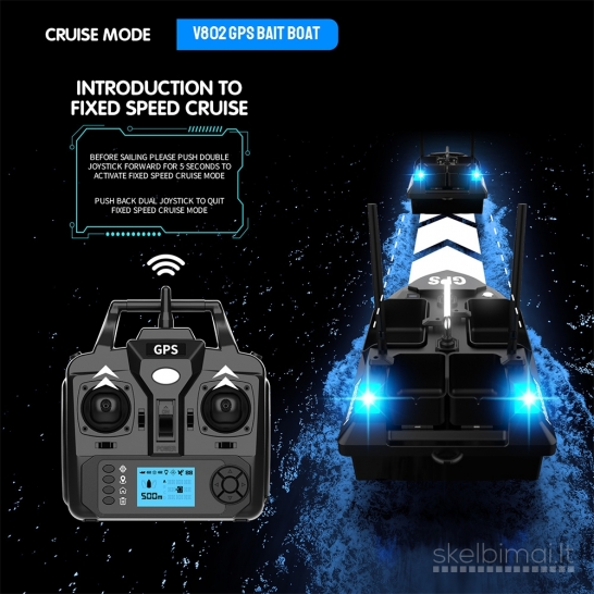 Naujas Flytec V802 pašaro jauko gabenimo laivelis su GPS 