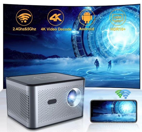 NAUJAS! 4K PROJEKTORIUS+TV-IMTUVAS+VIRŠ 2000 GOOGLE TV KANALŲ NEMOKAMAI