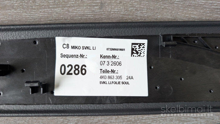 Audi A6 C8 4K  centrinės konsolės (tunelio) detalės