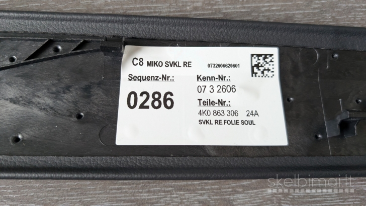Audi A6 C8 4K  centrinės konsolės (tunelio) detalės