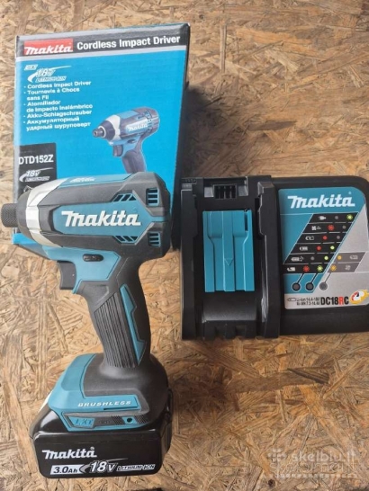 Naujas makita impaktas Dtd152 18v 3ah, kroviklis