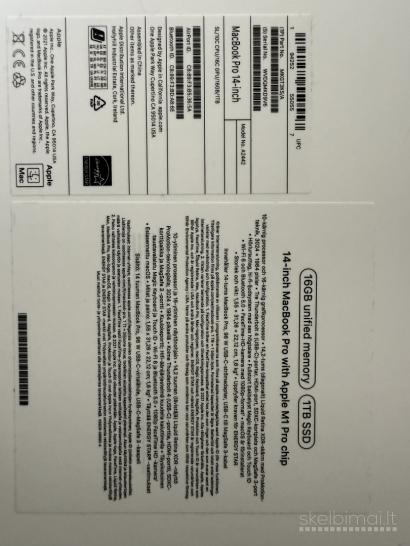 Apple M1 Pro 16gb RAM 1tb SSD + Garantija