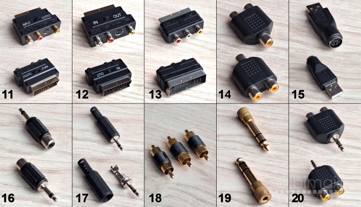 Viskas po 2€_scart aux tulpės svideo usb hdmi utp