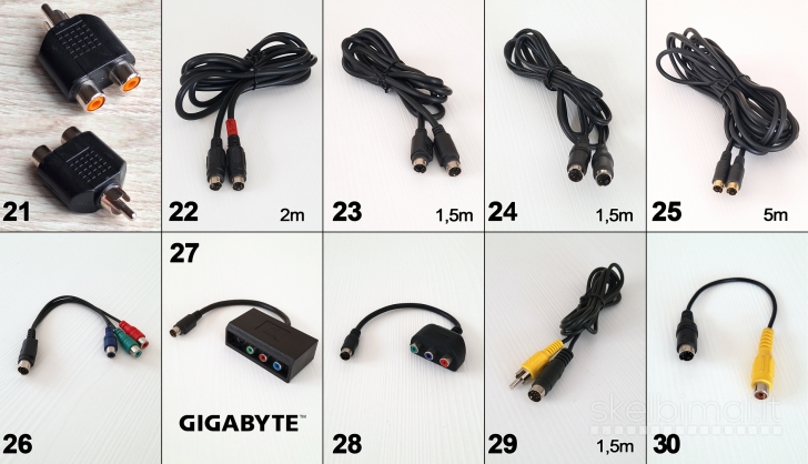 Viskas po 2€_scart aux tulpės svideo usb hdmi utp