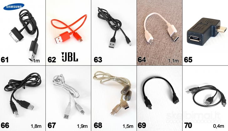 Viskas po 2€_scart aux tulpės svideo usb hdmi utp