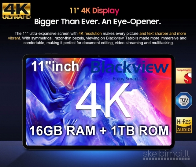 NAUJAS! BLACKVIEW TAB PC 4K UHD 11.0"COLIŲ+5G+2SIM+IPTVI