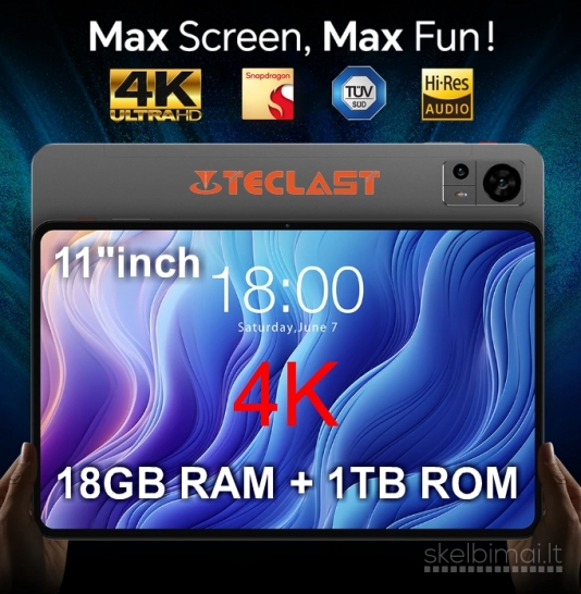 NAUJAS! TECLAST 4K UHD TAB PC11.0"COLIŲ+5G+2SIM+IPTVI
