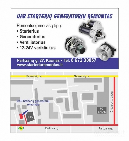 Starteriu generatoriu remontas