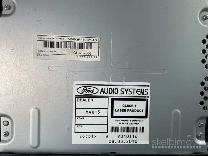 Ford Focus Sony magnetolą (CD/MP3, AUX, radijas, su kodu)