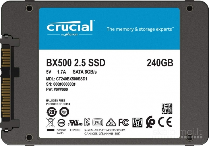  Kietieji diskai SSD ir HDD 3,5" nuo 80GB iki 1TB ir kitos dalis