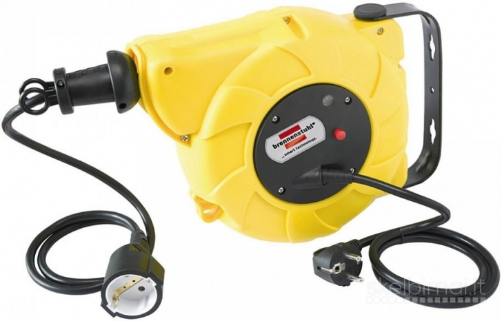 Automatinė ritė su kabeliu 9+2m, 230V, pakabinama, 3×1,5mm, Brennenstuhl