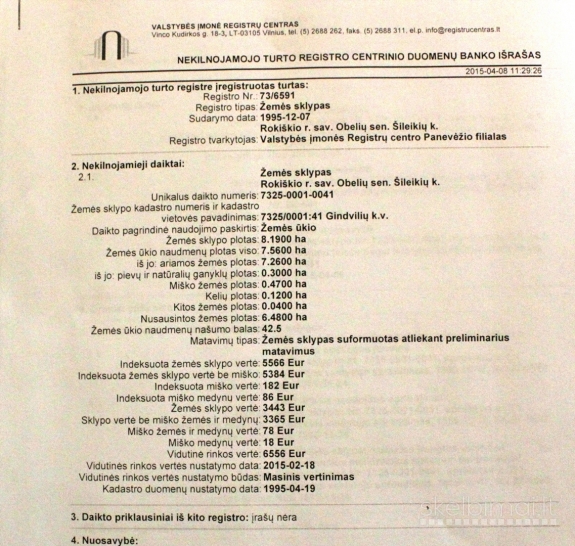 Žemės ūkio paskirties  8,19 ha Šileikių k.Rokiškio r.