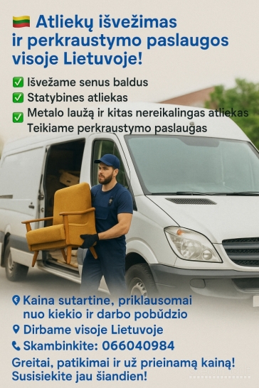 Atlieku išvežimas, perkraustymo paslaugos