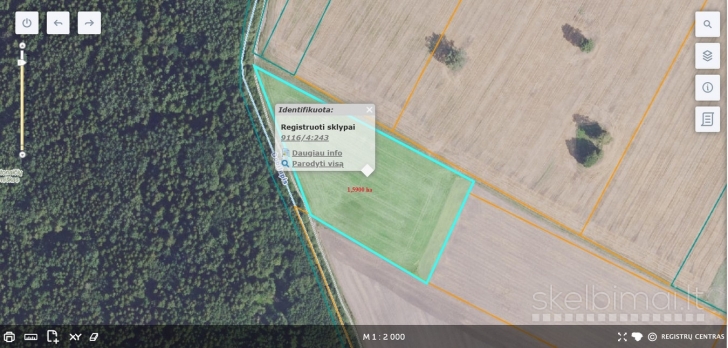 Parduodamas labai geroje vietoje 1,5900 ha žemės sklypas