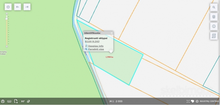 Parduodamas labai geroje vietoje 1,5900 ha žemės sklypas