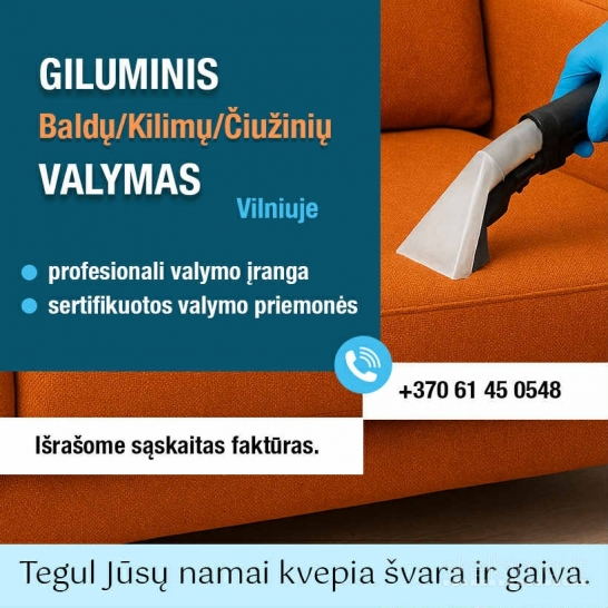 Giluminis baldų, kilimų, čiužinių valymas