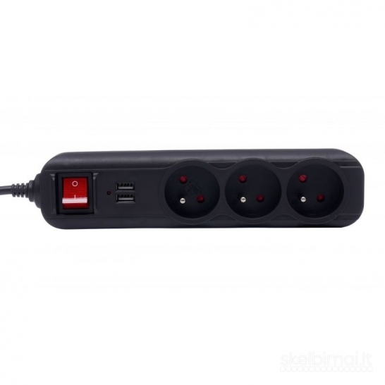 Prailgintuvas su USB 1,5 m, 3 lizdai KD4031