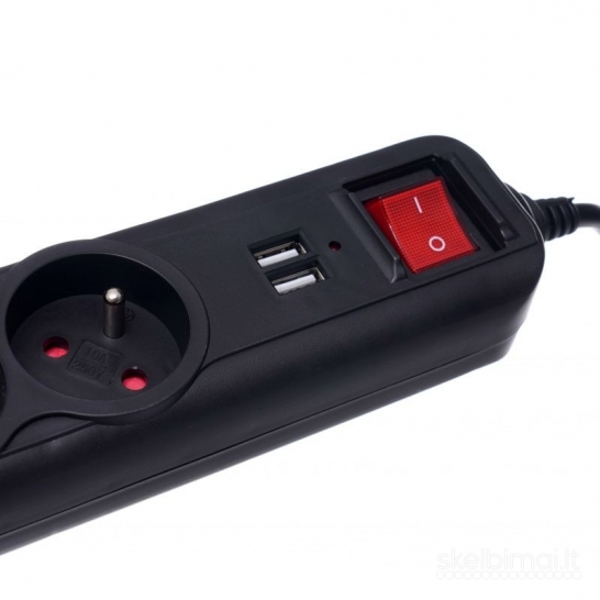 Prailgintuvas su USB 1,5 m, 3 lizdai KD4031
