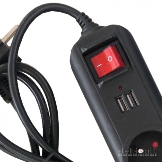 Prailgintuvas su USB 1,5 m, 3 lizdai KD4031