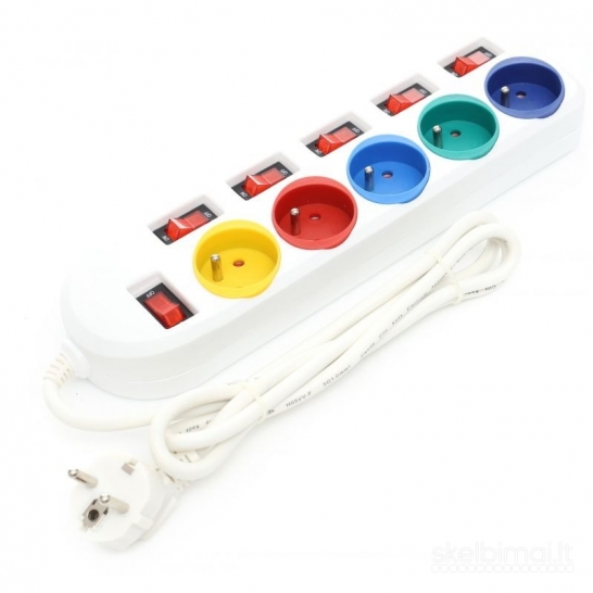 Prailgintojas 1,5m 5 lizdų WHITE KD4000