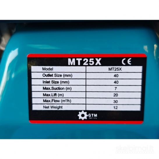 Benzininis vandens siurblys GTM MT25X 5AG 1" 30m3/h