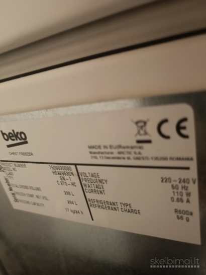 Beko, šaldiklis-dėžė. 