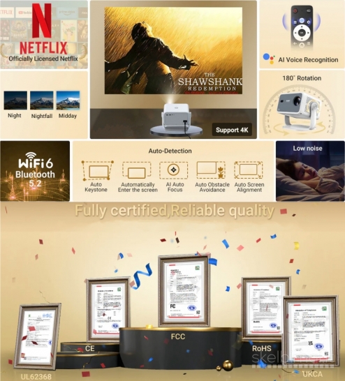 NAUJAS! 4K TELEVIZORIUS-PROJEKTORIUS+VIRŠ 2000 GOOGLE TV KANALŲ NEMOKAMAI!