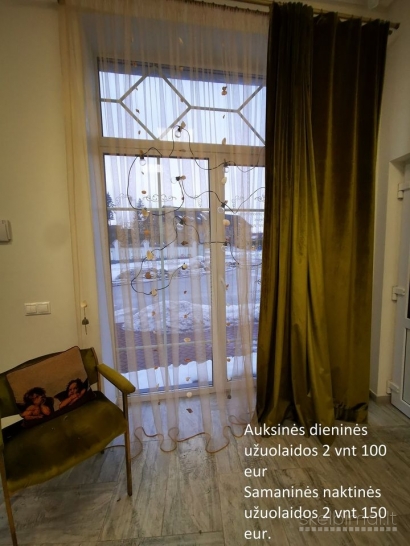 Užuolaidos Samanos spalvos Veliūrinės ir Auksinės dieninės