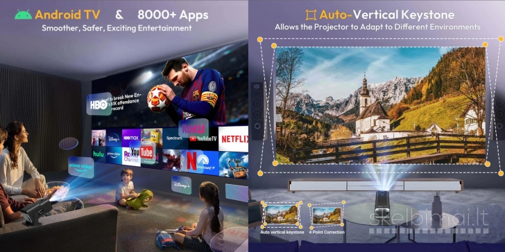 4K TV-PROJEKTORIUS+VIRŠ 2000 GOOGLE TV KANALŲ NEMOKAMAI!