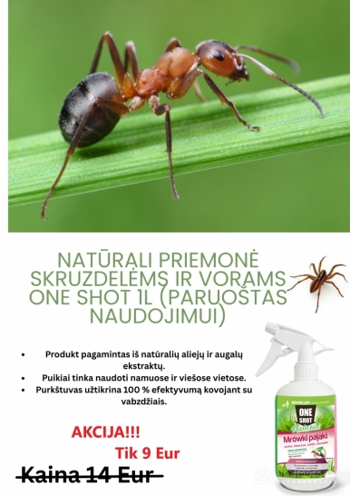 Natūrali priemonė skruzdelėms ir vorams One shot 1l (paruoštas naudojimui)