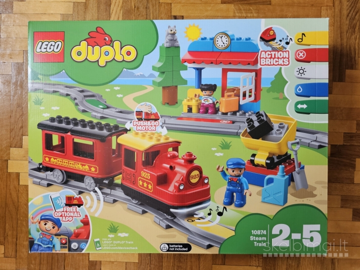Naujas LEGO Duplo interaktyvus traukinys su bėgiais (10874), 2-5 m.