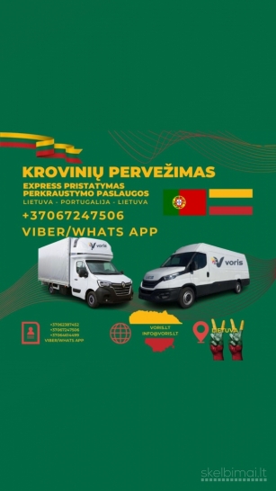 KROVINIŲ PERVEŽIMAI PORTUGALIJA - LIETUVA +37067247506