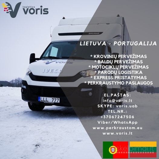 KROVINIŲ PERVEŽIMAI PORTUGALIJA - LIETUVA +37067247506