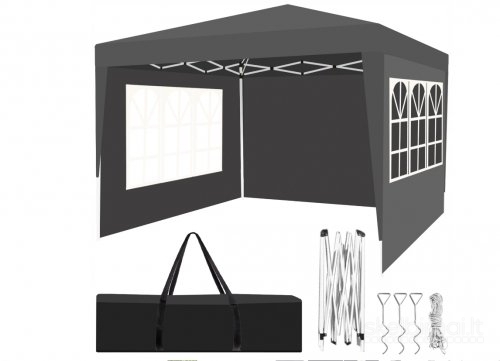 Sulankstomas sodo paviljonas-palapinė 3x3m pilkas
