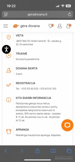 1 n. Druskininkuose su maitinimu, SPA ir masažu (2 asm.)
