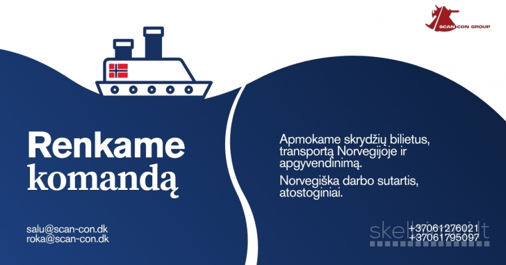 Darbas vamzdžių montuotojams Norvegijoje