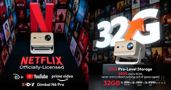 XGODY N6 PRO 4K TV-PROJEKTORIUS+VIRŠ 2000 GOOGLE TV KANALŲ NEMOKAMAI!