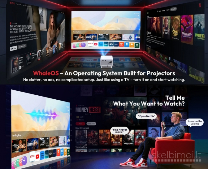 XGODY N6 PRO 4K TV-PROJEKTORIUS+VIRŠ 2000 GOOGLE TV KANALŲ NEMOKAMAI!