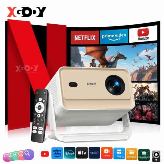 XGODY N6 PRO 4K TV-PROJEKTORIUS+VIRŠ 2000 GOOGLE TV KANALŲ NEMOKAMAI!